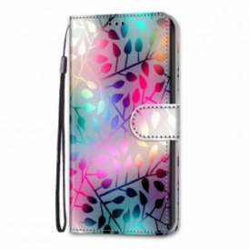 Custodia in pelle Samsung Galaxy S21 Ultra 5G Foglie Al Neon