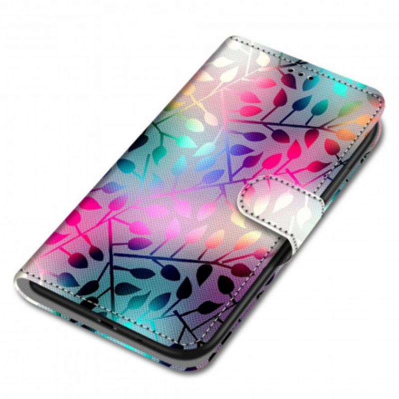 Custodia in pelle Samsung Galaxy S21 Ultra 5G Foglie Al Neon