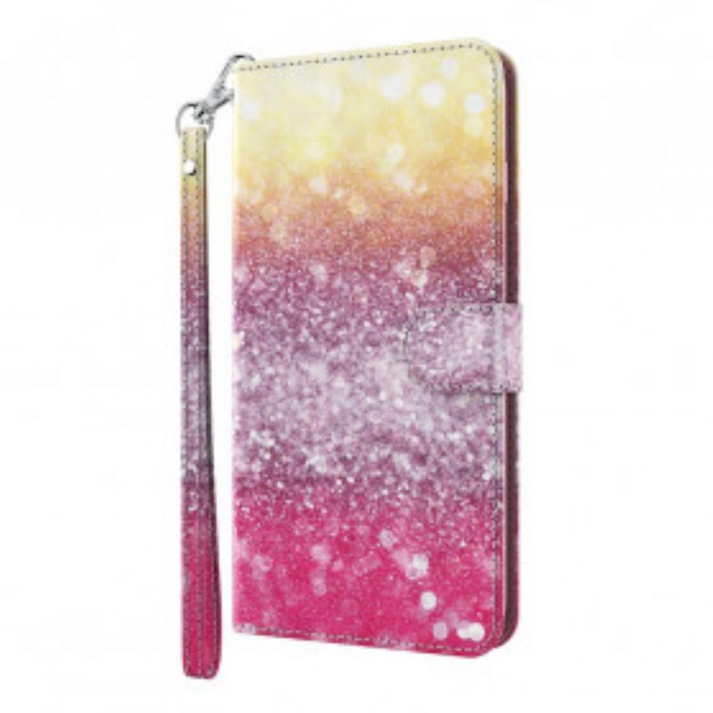 Custodia in pelle Samsung Galaxy S21 Ultra 5G Gradiente Glitterato Magenta