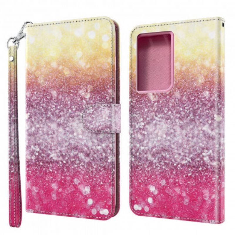 Custodia in pelle Samsung Galaxy S21 Ultra 5G Gradiente Glitterato Magenta