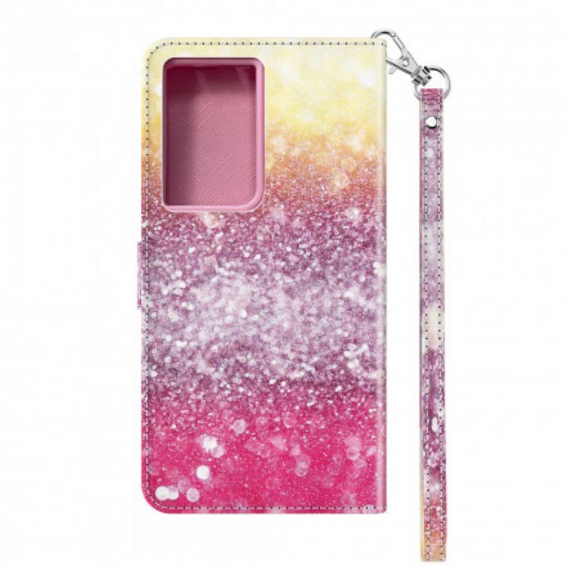 Custodia in pelle Samsung Galaxy S21 Ultra 5G Gradiente Glitterato Magenta