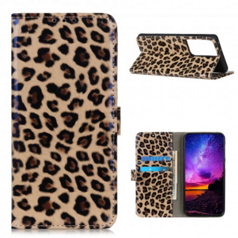 Custodia in pelle Samsung Galaxy S21 Ultra 5G Leopardo Semplice