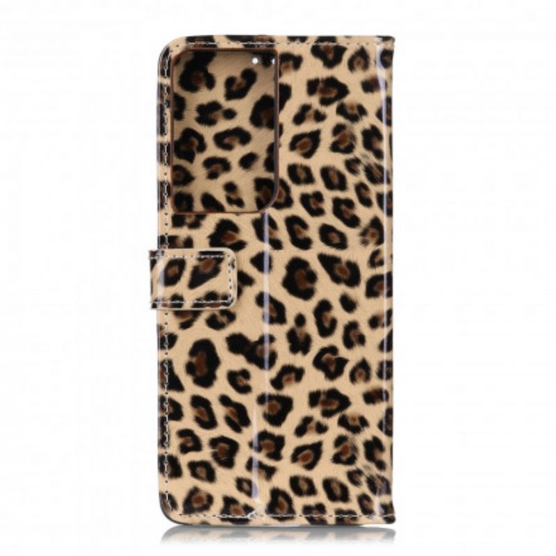 Custodia in pelle Samsung Galaxy S21 Ultra 5G Leopardo Semplice