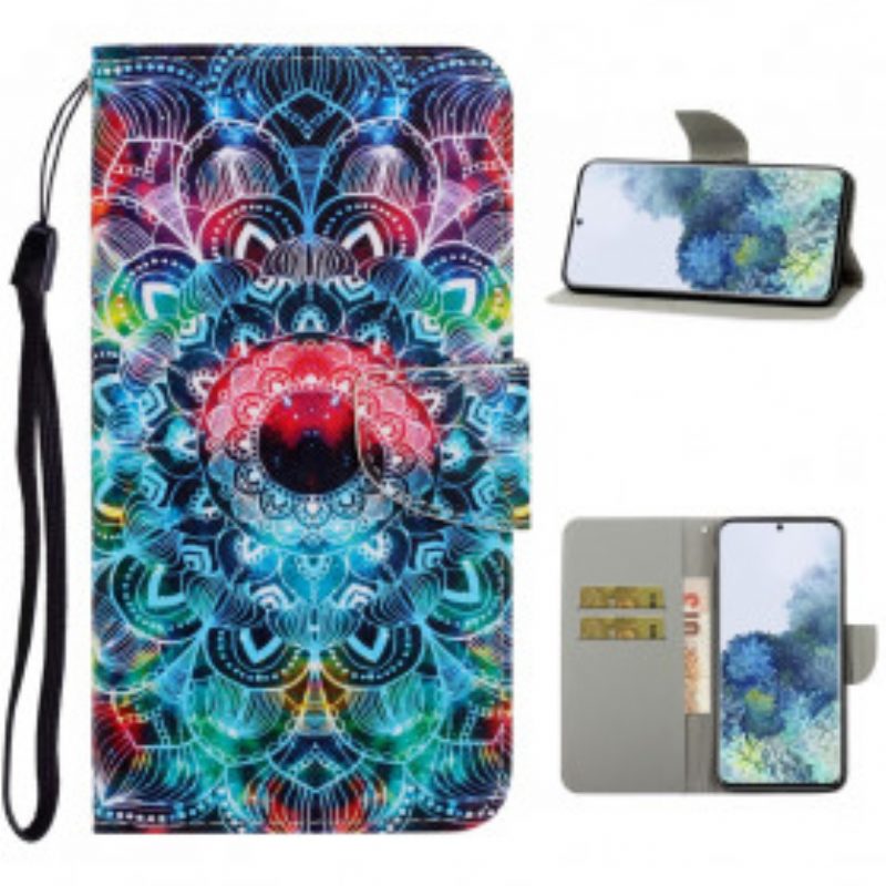 Custodia in pelle Samsung Galaxy S21 Ultra 5G Mandala Con Spalline Vistose