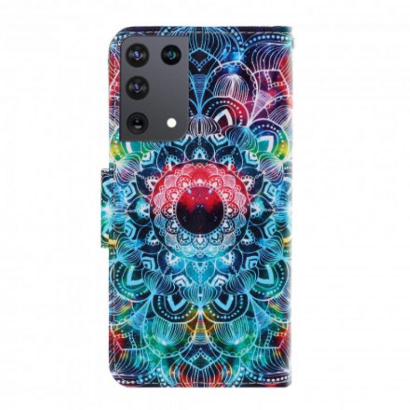 Custodia in pelle Samsung Galaxy S21 Ultra 5G Mandala Con Spalline Vistose