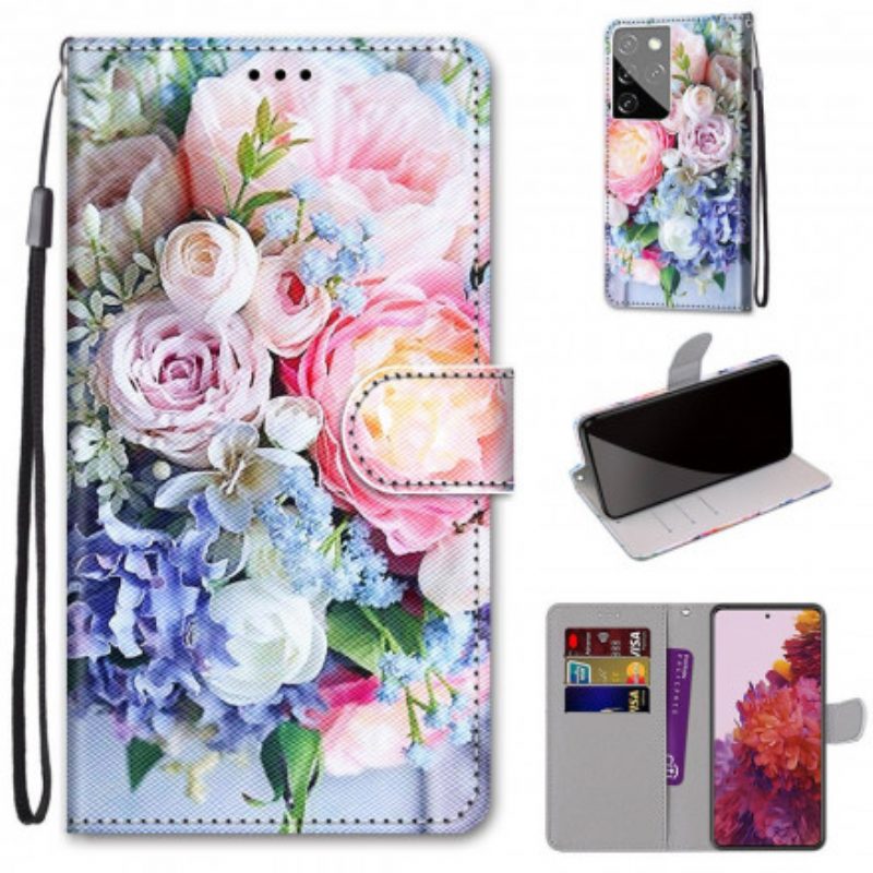 Custodia in pelle Samsung Galaxy S21 Ultra 5G Meraviglia Floreale