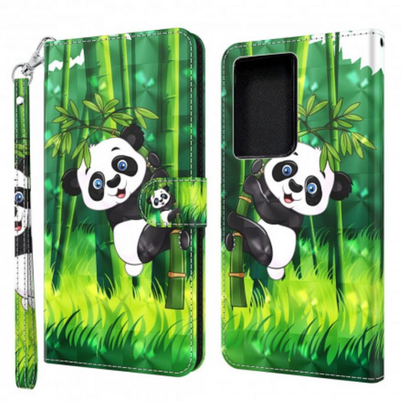 Custodia in pelle Samsung Galaxy S21 Ultra 5G Panda E Bambù