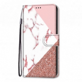 Custodia in pelle Samsung Galaxy S21 Ultra 5G Triangolo In Marmo E Glitter