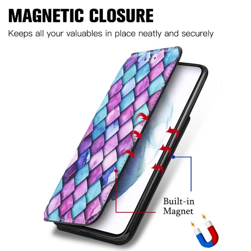 Folio Cover Samsung Galaxy S21 Ultra 5G Custodia in pelle Sorprendente Motivo Colorato