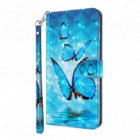 Folio Cover Samsung Galaxy S21 Ultra 5G Farfalle Blu Volanti