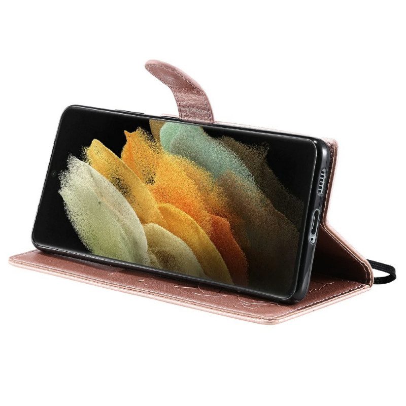 Folio Cover Samsung Galaxy S21 Ultra 5G Gatto E Ape Con Cordino