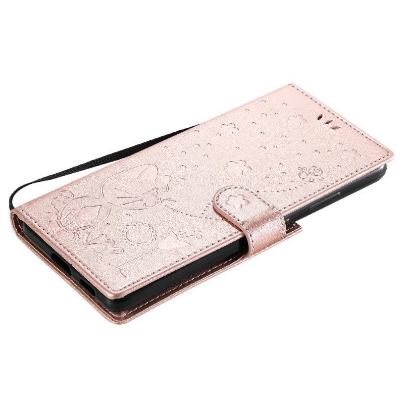 Folio Cover Samsung Galaxy S21 Ultra 5G Gatto E Ape Con Cordino