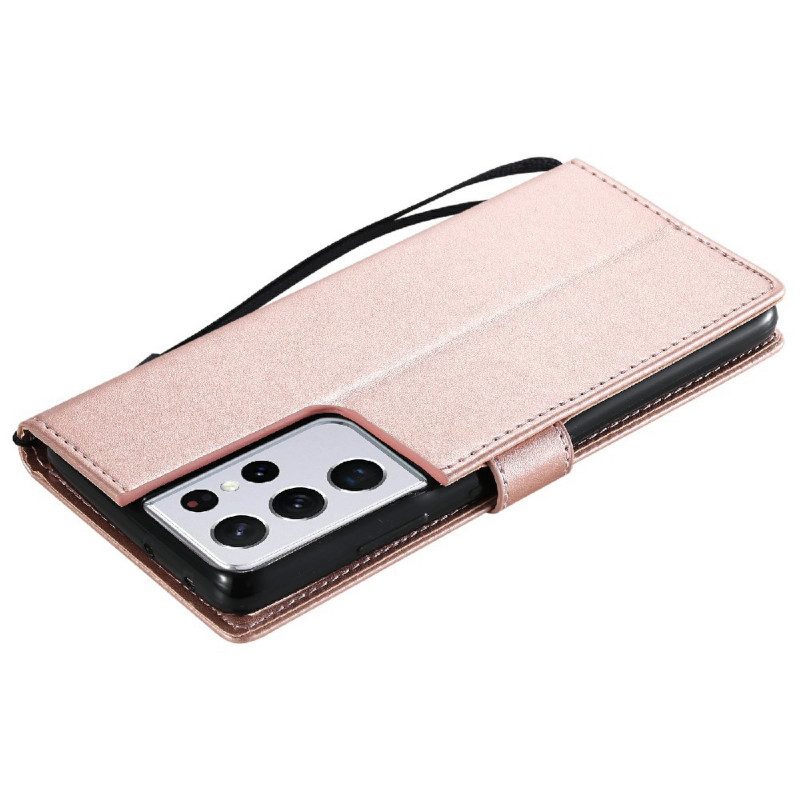 Folio Cover Samsung Galaxy S21 Ultra 5G Gatto E Ape Con Cordino