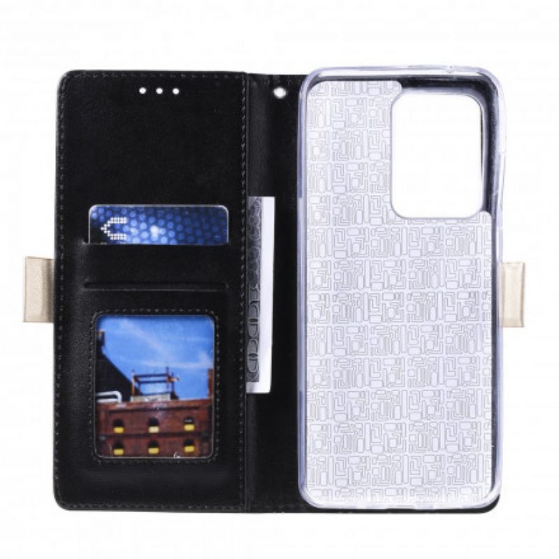 Folio Cover Samsung Galaxy S21 Ultra 5G Portamonete Con Cinturino In Pizzo