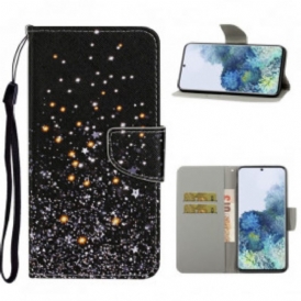 Folio Cover Samsung Galaxy S21 Ultra 5G Stelle E Paillettes Con Cordino