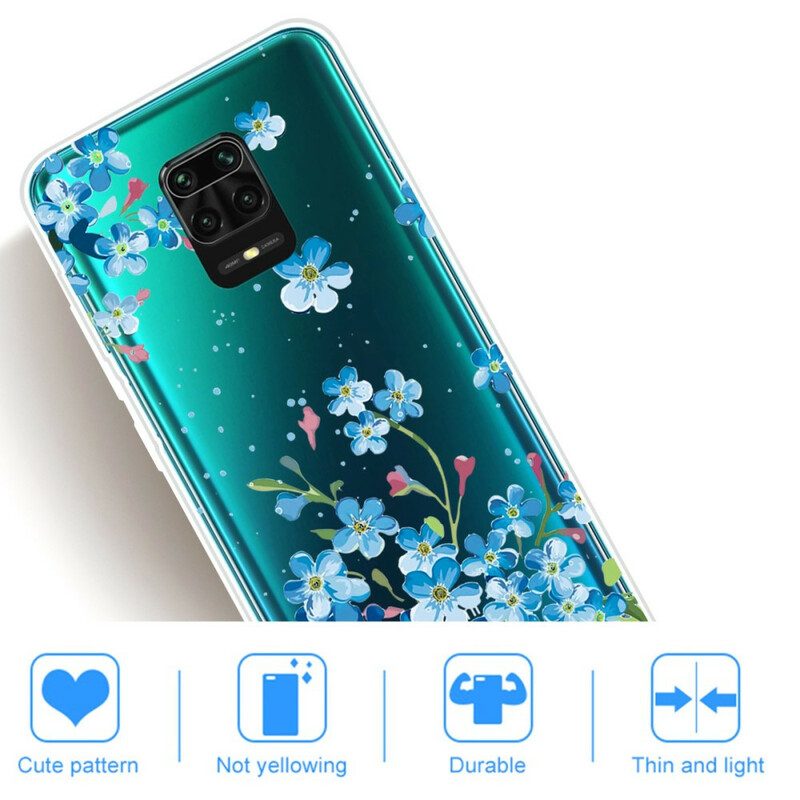 Cover Xiaomi Redmi Note 9S / 9 Pro Fiori Blu