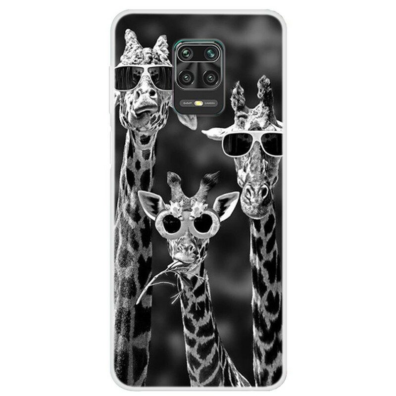 Cover Xiaomi Redmi Note 9S / 9 Pro Giraffe Con Gli Occhiali