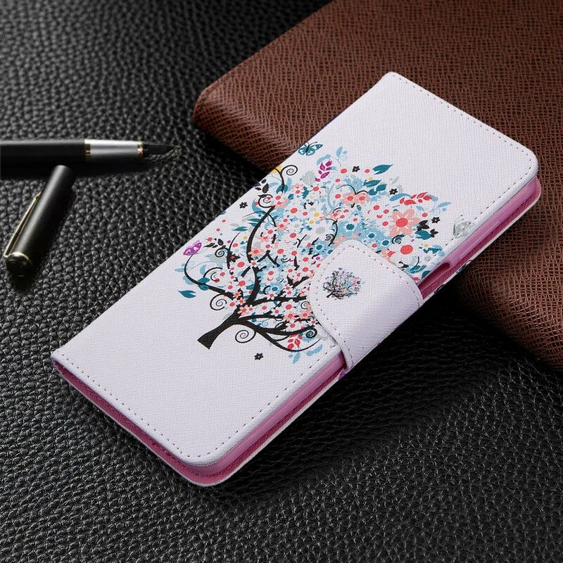 Custodia in pelle Xiaomi Redmi Note 9S / 9 Pro Albero Fiorito