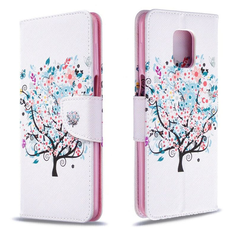 Custodia in pelle Xiaomi Redmi Note 9S / 9 Pro Albero Fiorito