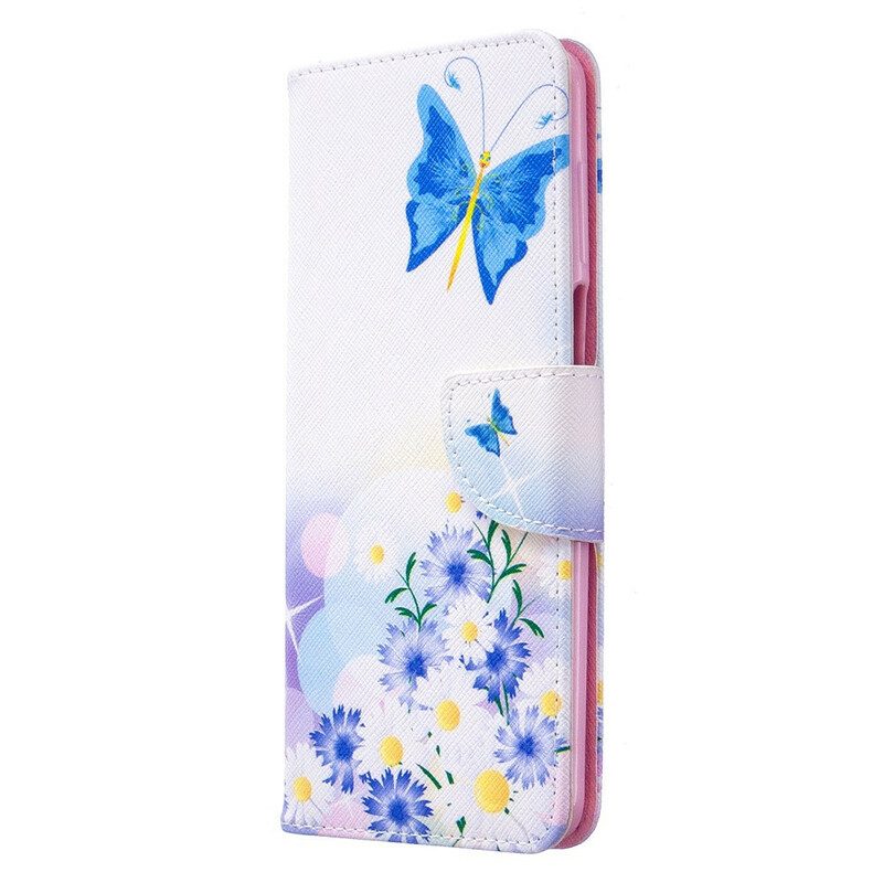 Custodia in pelle Xiaomi Redmi Note 9S / 9 Pro Farfalle E Fiori Dipinti