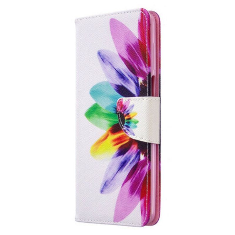 Custodia in pelle Xiaomi Redmi Note 9S / 9 Pro Fiore Dell'acquerello