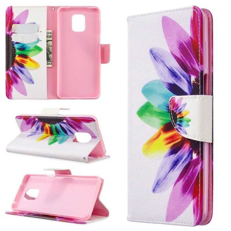 Custodia in pelle Xiaomi Redmi Note 9S / 9 Pro Fiore Dell'acquerello