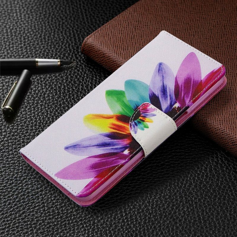 Custodia in pelle Xiaomi Redmi Note 9S / 9 Pro Fiore Dell'acquerello