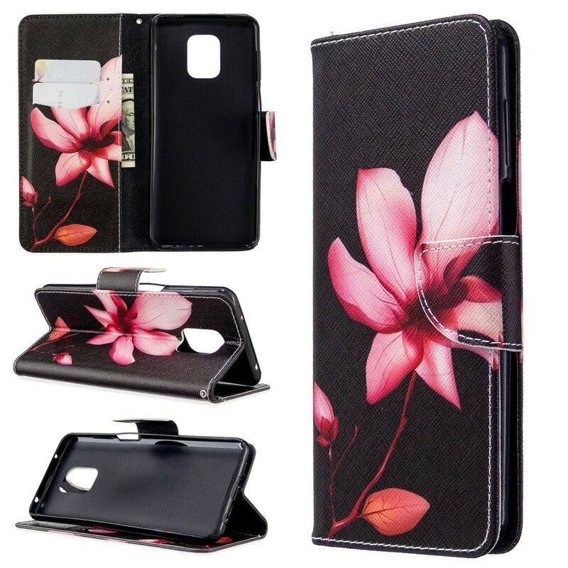 Custodia in pelle Xiaomi Redmi Note 9S / 9 Pro Fiore Rosa