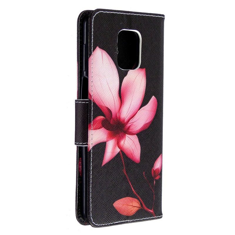 Custodia in pelle Xiaomi Redmi Note 9S / 9 Pro Fiore Rosa