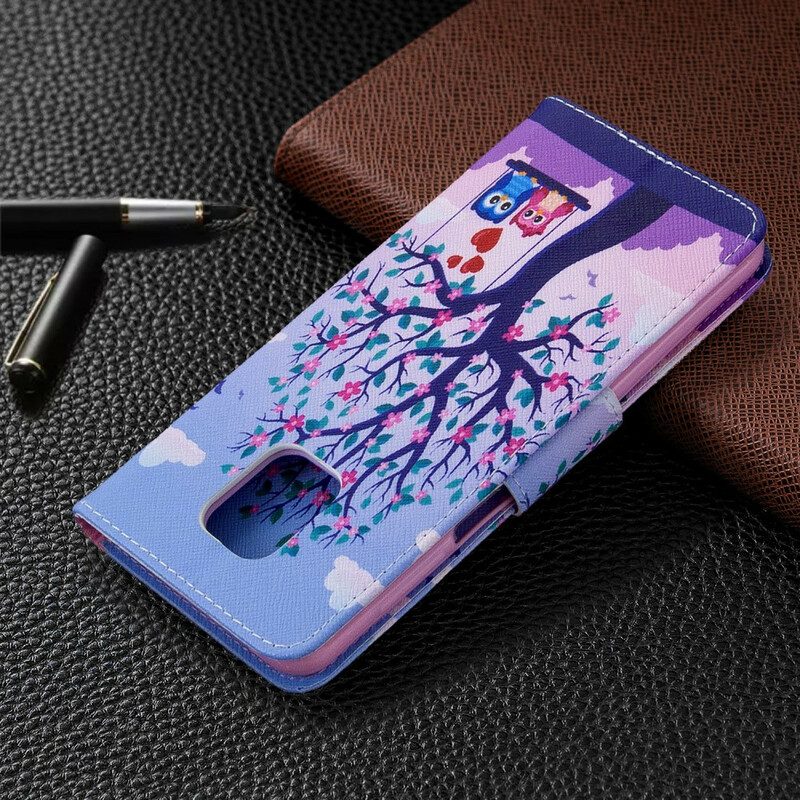 Custodia in pelle Xiaomi Redmi Note 9S / 9 Pro Gufi Sull'altalena