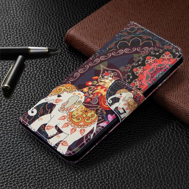 Folio Cover Xiaomi Redmi Note 9S / 9 Pro Elefanti Indiani