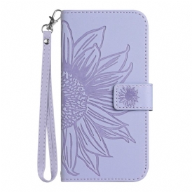 Custodia in pelle Honor Magic 5 Lite Fiore Con Cordino