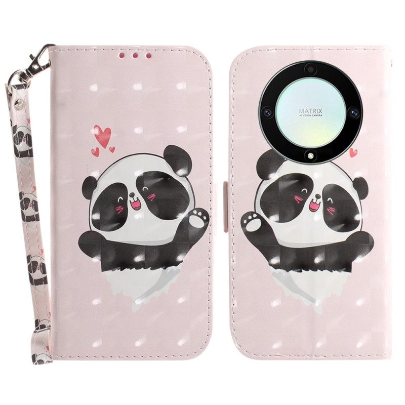 Folio Cover Honor Magic 5 Lite Panda Love Con Cordino