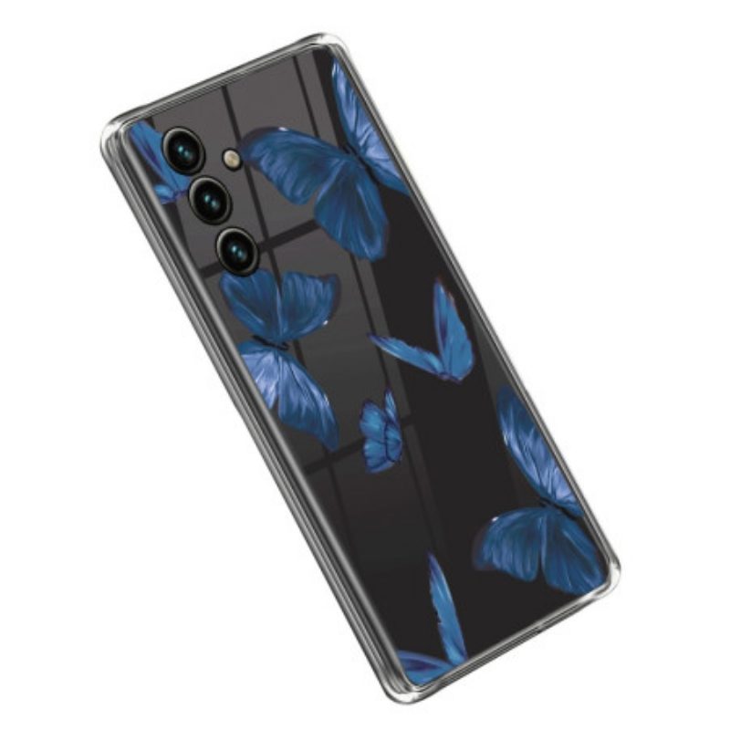 Cover Samsung Galaxy A14 / A14 5G Farfalle Blu Senza Soluzione Di Continuità