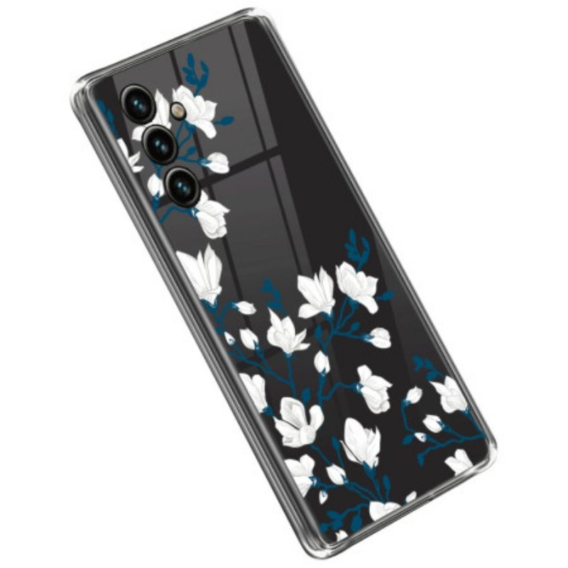 Cover Samsung Galaxy A14 / A14 5G Fiori Bianchi Senza Soluzione Di Continuità