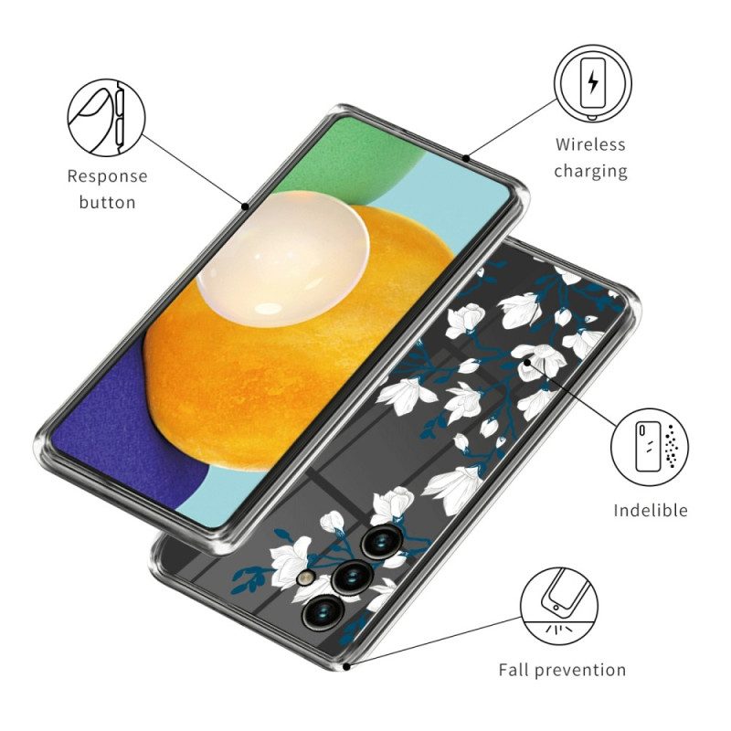 Cover Samsung Galaxy A14 / A14 5G Fiori Bianchi Senza Soluzione Di Continuità