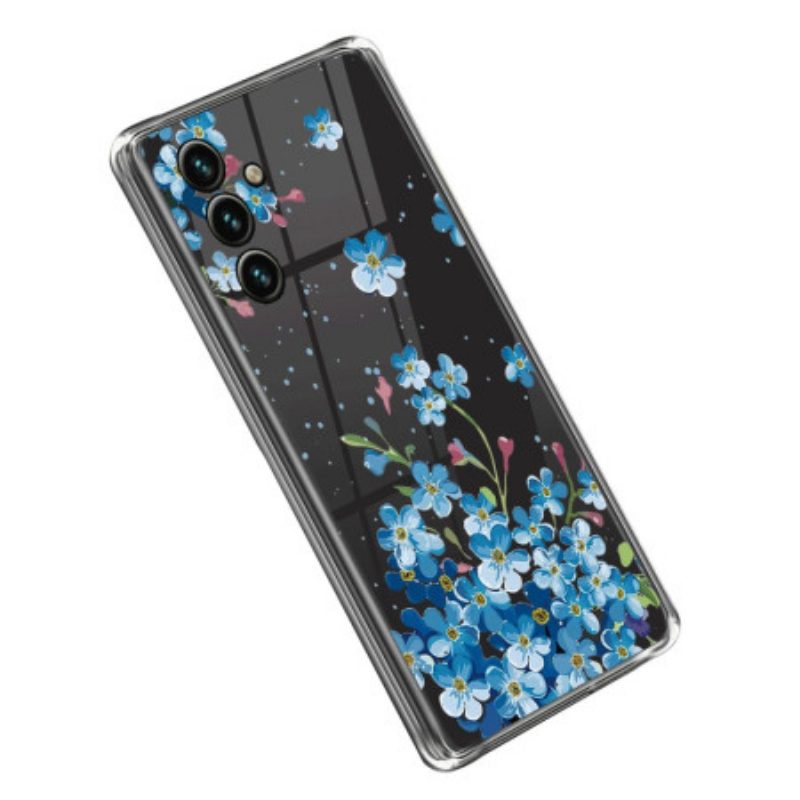 Cover Samsung Galaxy A14 / A14 5G Fiori Blu Senza Soluzione Di Continuità