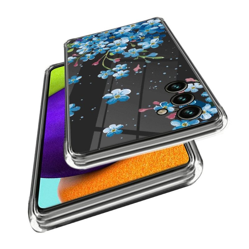 Cover Samsung Galaxy A14 / A14 5G Fiori Blu Senza Soluzione Di Continuità