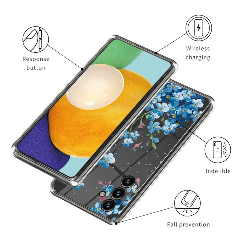 Cover Samsung Galaxy A14 / A14 5G Fiori Blu Senza Soluzione Di Continuità