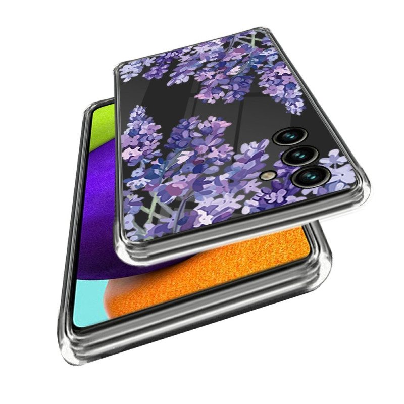 Cover Samsung Galaxy A14 / A14 5G Fiori Viola Senza Soluzione Di Continuità