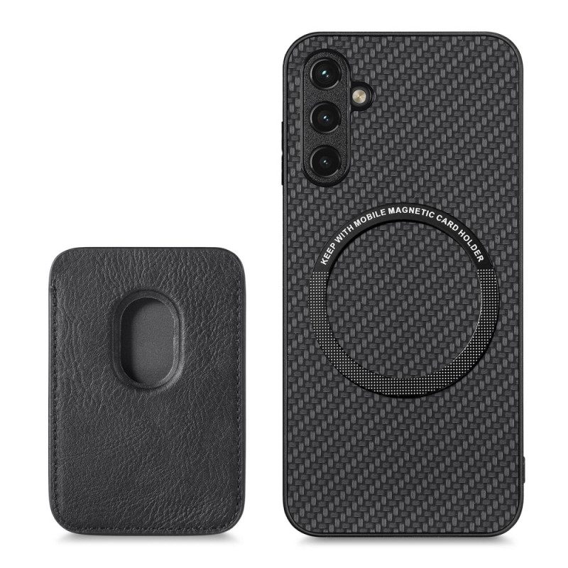 Cover Samsung Galaxy A14 / A14 5G Portacarte Staccabile In Fibra Di Carbonio