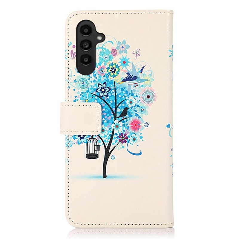 Custodia A Portafoglio Samsung Galaxy A14 / A14 5G Albero In Fiore