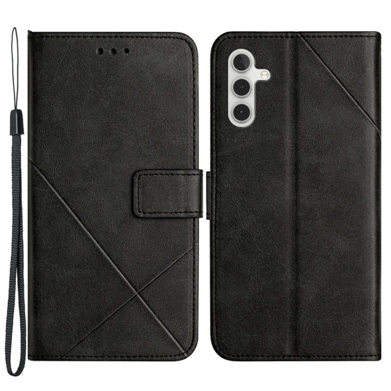 Custodia A Portafoglio Samsung Galaxy A14 / A14 5G Strappy Stile Geometrico In Pelle