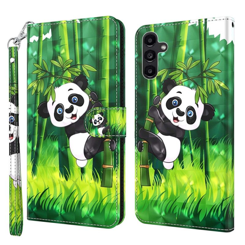 Custodia in pelle Samsung Galaxy A14 / A14 5G Bambù Panda