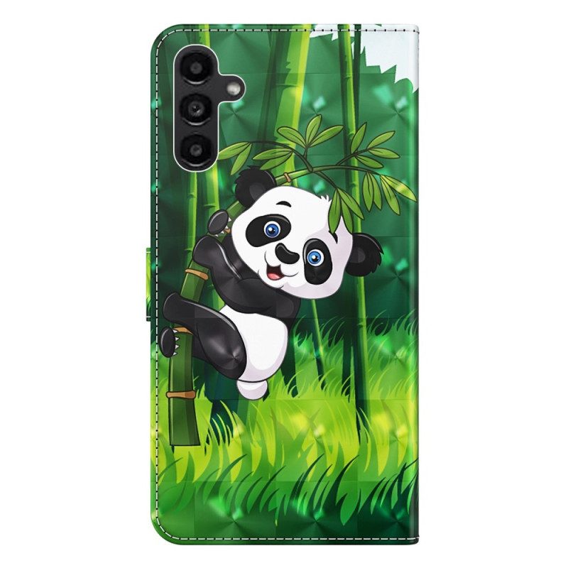 Custodia in pelle Samsung Galaxy A14 / A14 5G Bambù Panda