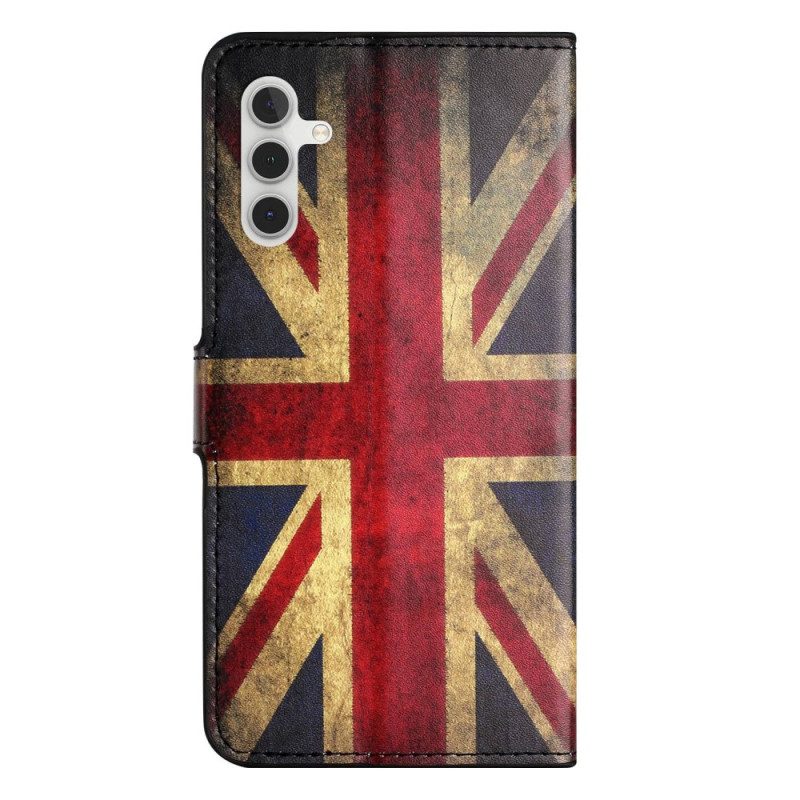 Custodia in pelle Samsung Galaxy A14 / A14 5G Bandiera Inglese D'epoca