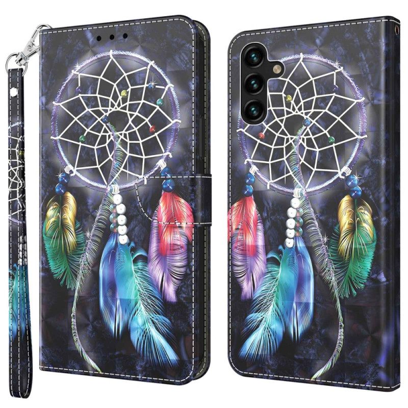 Custodia in pelle Samsung Galaxy A14 / A14 5G Cinghia Acchiappasogni