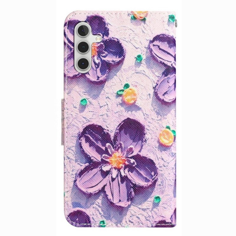 Custodia in pelle Samsung Galaxy A14 / A14 5G Cinturino Fiori