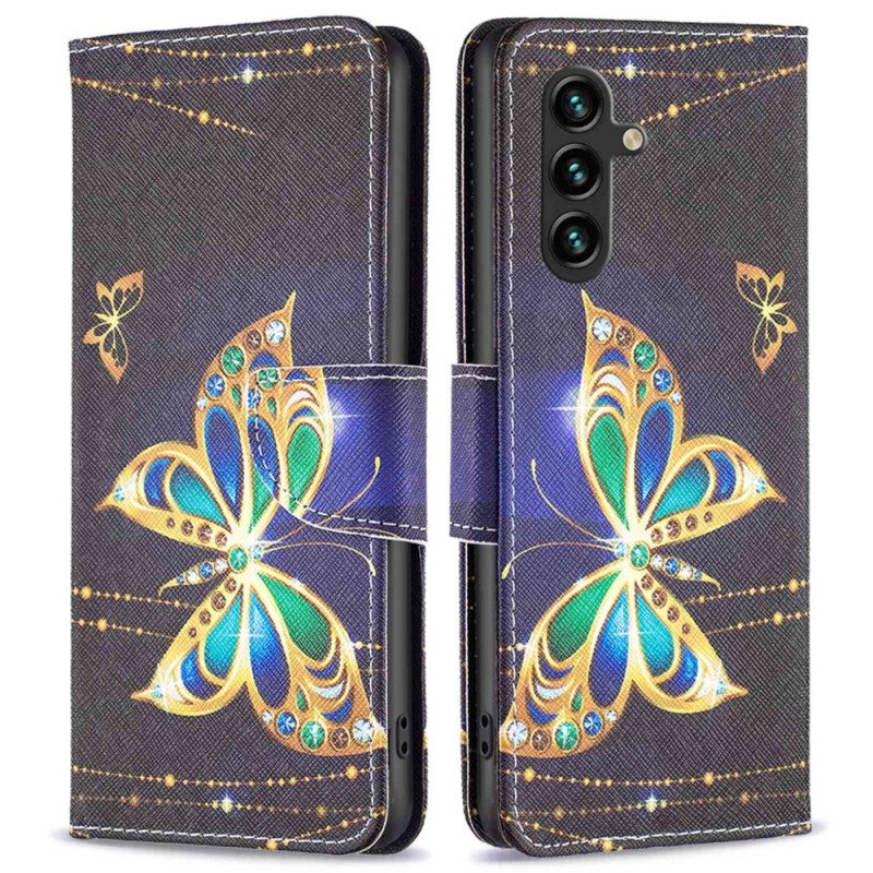 Custodia in pelle Samsung Galaxy A14 / A14 5G Farfalla Reale