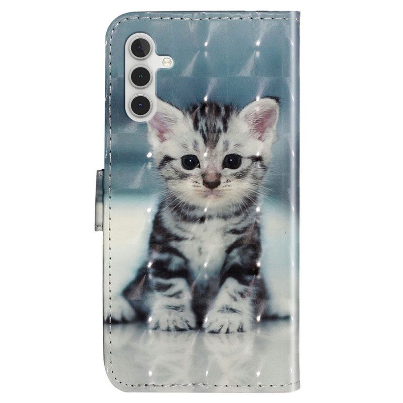 Custodia in pelle Samsung Galaxy A14 / A14 5G Gattino Strappy